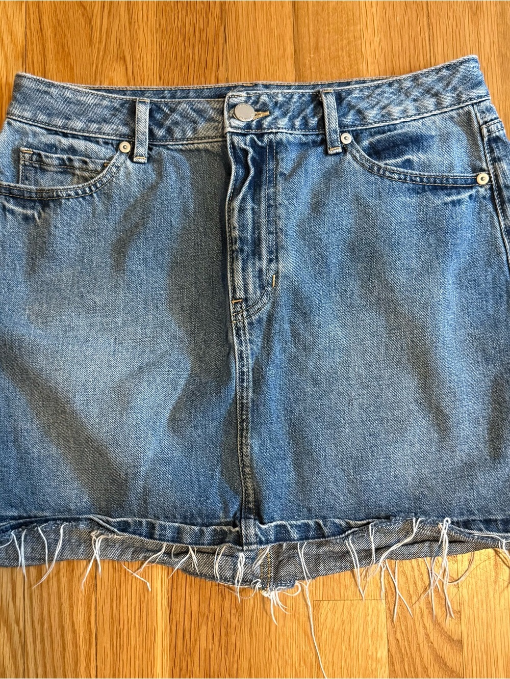 Banana Republic Blue Denim Mini Skirt with Frayed Hem